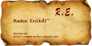 Rados Enikő névjegykártya